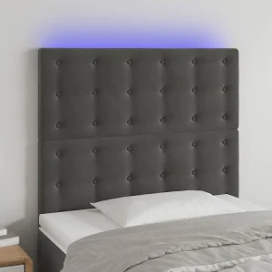 Hoofdbord | Hoofdeinde LED 80x5x118/128 cm fluweel donkergrijs