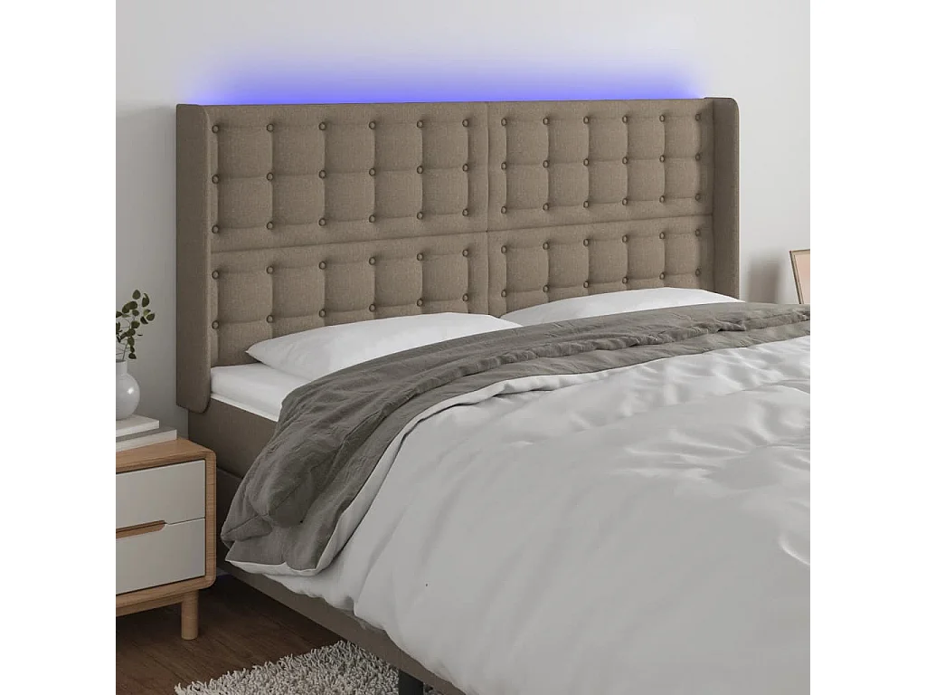 Hoofdbord | Hoofdeinde LED 163x16x118/128 cm stof taupe