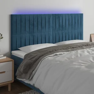 Hoofdbord | Hoofdeinde LED 160x5x118/128 cm fluweel donkerblauw Hoofdbord | Hoofdeinde LED 160x5x118/128 cm fluweel donkerblauw