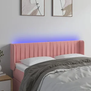Hoofdbord | Hoofdeinde LED 147x16x78/88 cm fluweel roze