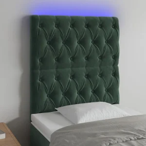 Hoofdbord | Hoofdeinde LED 80x7x118/128 cm fluweel donkergroen Hoofdbord | Hoofdeinde LED 80x7x118/128 cm fluweel donkergroen