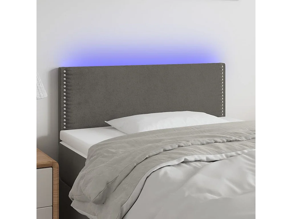 Hoofdbord | Hoofdeinde LED 100x5x78/88 cm fluweel donkergrijs