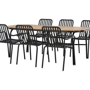Holmbeck tuinmeubelset tafel 90x200cm natuur, 6 stoelen zwart. Holmbeck tuinmeubelset tafel 90x200cm natuur, 6 stoelen zwart.