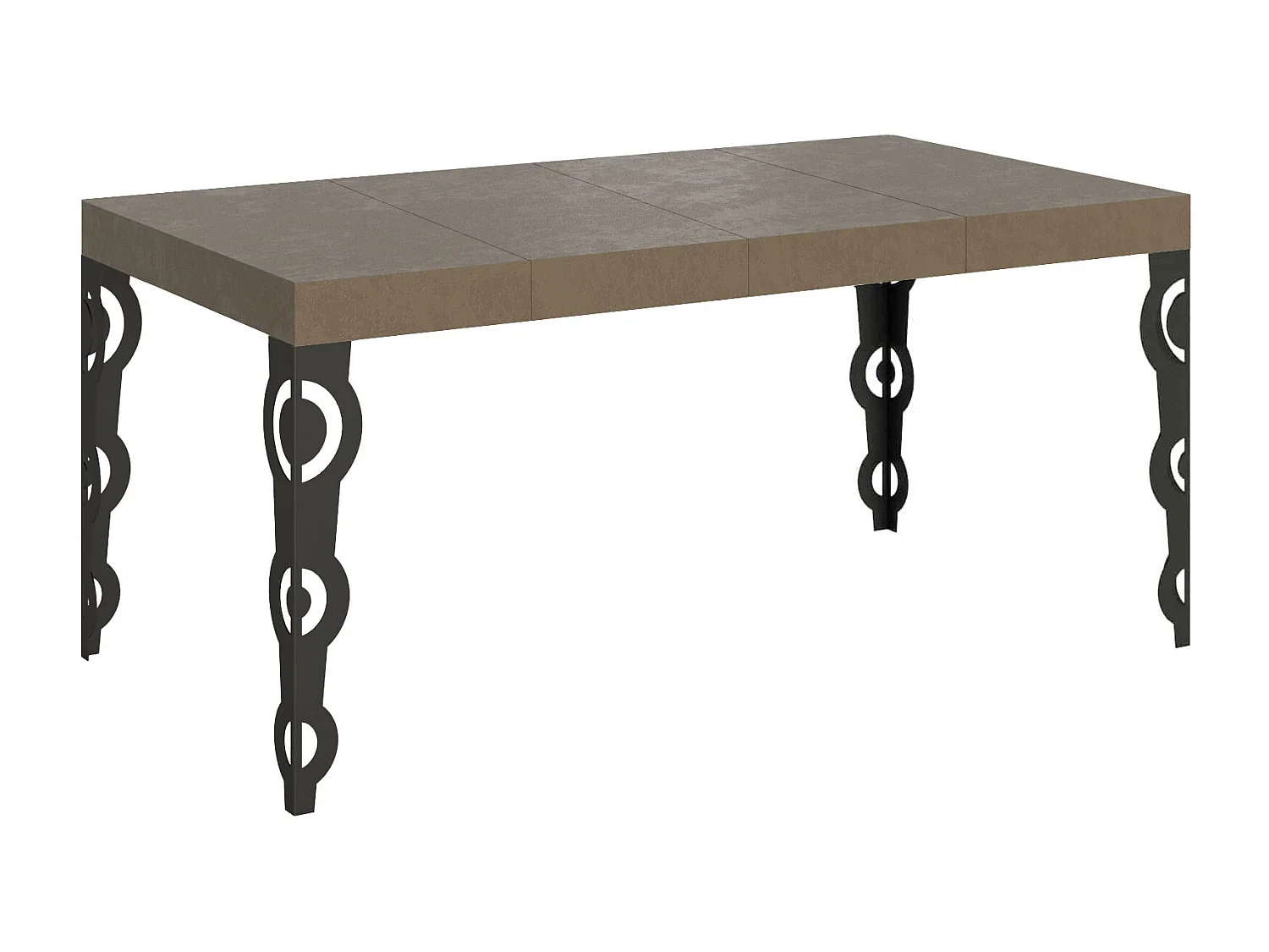Karamay Premium 120/380x90 cm uitschuifbare tafel in duifgrijs met antraciet poten