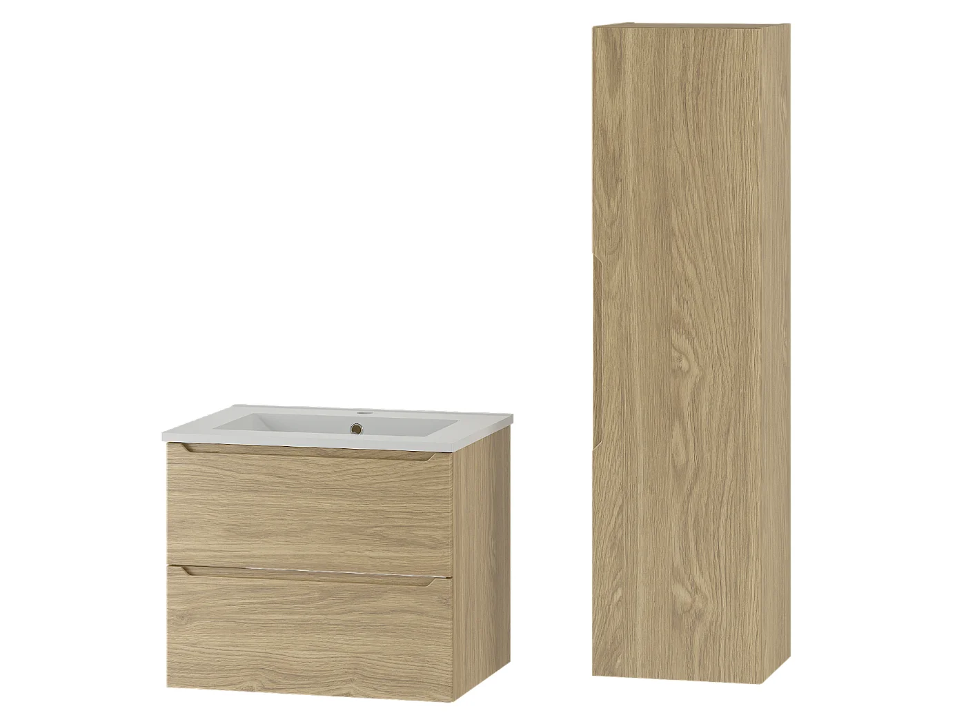 Badkamerset 60 cm Kast met wastafel Kolom Eiken geolied Etna