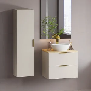 Kasjmier en hout enkel wastafelmeubel 60cm en onderkast Astrid Kasjmier en hout enkel wastafelmeubel 60cm en onderkast Astrid