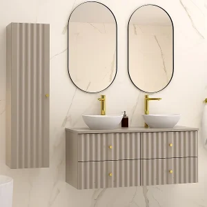 Izae Cachemire 120cm dubbele wastafel met sokkel