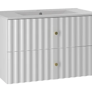 Meuble simple vasque encastrée 80cm Izae Blanc Meuble simple vasque encastrée 80cm Izae Blanc