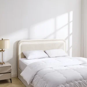 Hoofdbord met led's 180 cm in getextureerde stof beige – IRSITA Hoofdbord met led's 180 cm in getextureerde stof beige – IRSITA