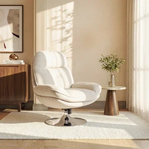 Draaifauteuil van beige stof met textuur ILMACA