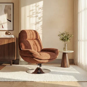 Draaifauteuil van terracottakleurige stof met textuur ILMACA