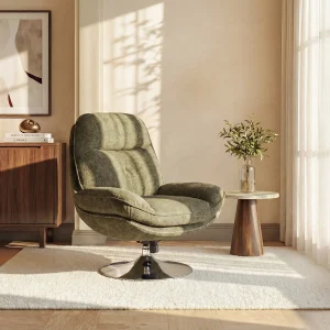 Draaibare fauteuil in getextureerd stof groen ILMACA