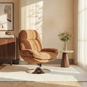 Draaibare fauteuil van mosterdgele getextureerde stof ILMACA