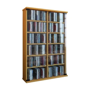 Hout CD DVD Stand Regal Roma Glazen Deur Hout CD DVD Stand Regal Roma Glazen Deur