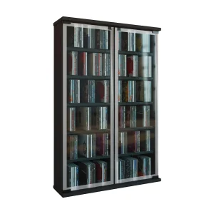 Hout CD DVD Stand Shelf Gallery Glazen Deur Hout CD DVD Stand Shelf Gallery Glazen Deur