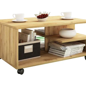 Houten Sofatic Koffietafel Rollen Stango