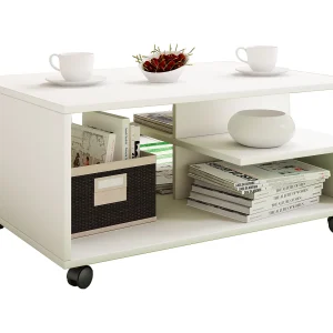 Houten Sofatic Koffietafel Rollen Stango