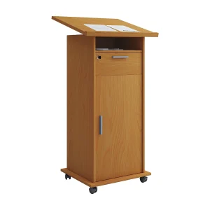 Houten staande bureauluidsprekerconsole rollen Melta T Houten staande bureauluidsprekerconsole rollen Melta T