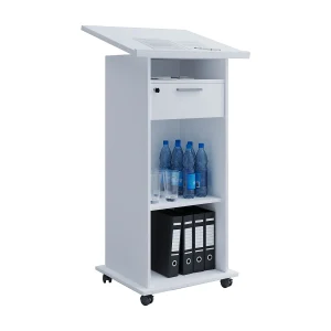 Houten staande bureauluidsprekerconsole rollen Melta Houten staande bureauluidsprekerconsole rollen Melta