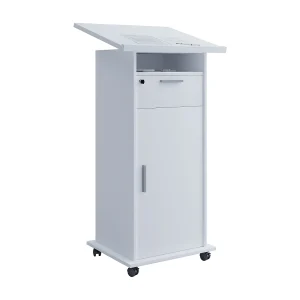 Houten staande bureauluidsprekerconsole rollen Melta T Houten staande bureauluidsprekerconsole rollen Melta T