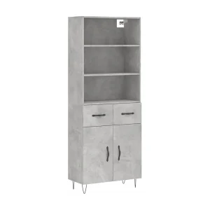 Hoge kast 69,5x34x180 cm bewerkt hout betongrijs Hoge kast 69,5x34x180 cm bewerkt hout betongrijs