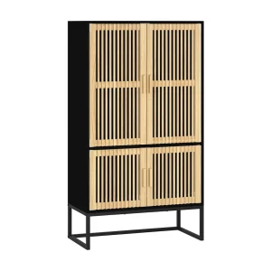 Hoge kast 70x35x125 cm bewerkt hout zwart Hoge kast 70x35x125 cm bewerkt hout zwart