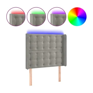 Hoofdbord LED 83x16x118/128 cm fluweel lichtgrijs
