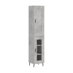 Hoge kast 34,5x34x180 cm bewerkt hout betongrijs Hoge kast 34,5x34x180 cm bewerkt hout betongrijs