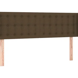 Hoofdbord met randen 147x23x78/88 cm stof donkerbruin