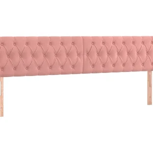 Hoofdbord met randen 203x16x78/88 cm fluweel roze