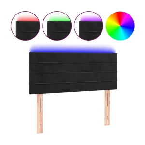 Hoofdbord LED 90x5x78/88 cm fluweel zwart