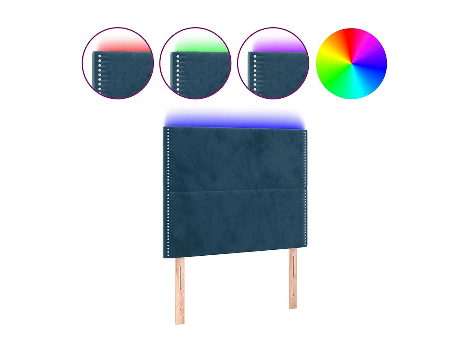 Hoofdbord LED 100x5x118/128 cm fluweel donkerblauw