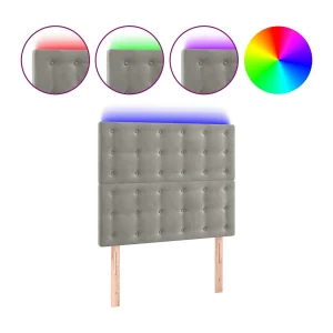 Hoofdbord LED 80x5x118/128 cm fluweel lichtgrijs