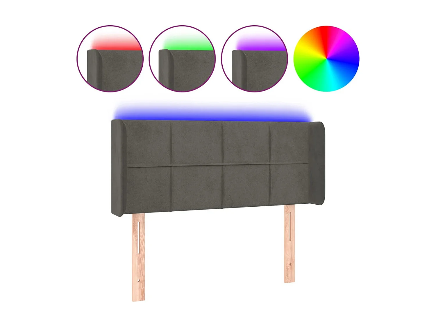 Hoofdbord LED 83x16x78/88 cm fluweel donkergrijs