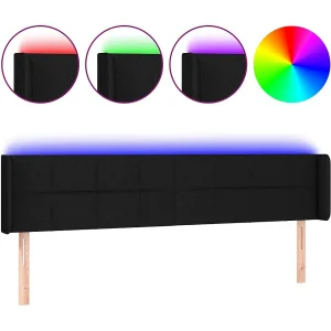 Hoofdbord LED 163x16x78/88 cm stof zwart