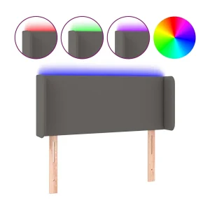Hoofdbord LED 83x16x78/88 cm kunstleer grijs