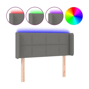Hoofdbord LED 93x16x78/88 cm stof donkergrijs