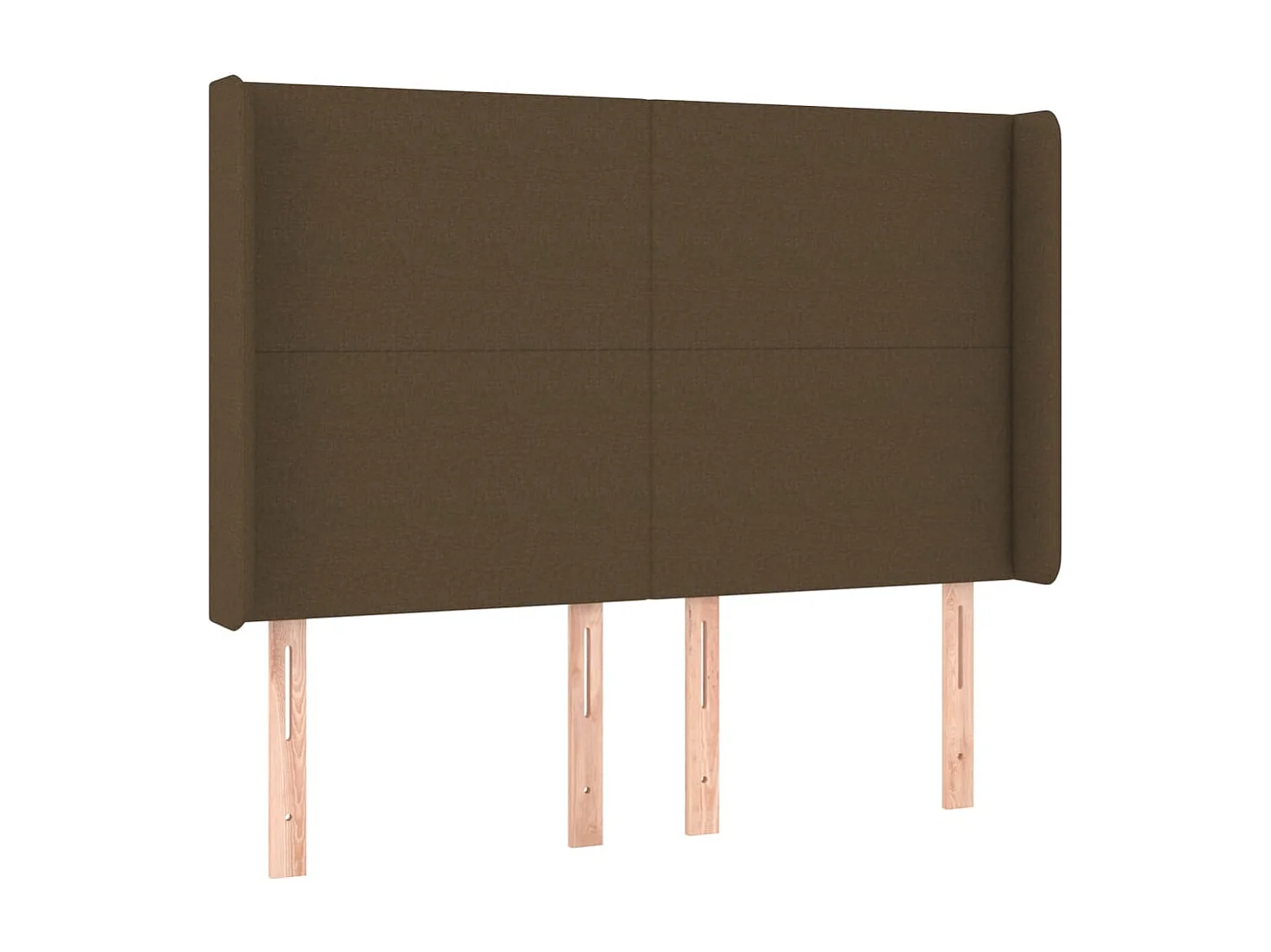 Hoofdbord met randen 147x16x118/128 cm stof donkerbruin