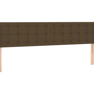 Hoofdbord met randen 203x16x78/88 cm stof donkerbruin Hoofdbord met randen 203x16x78/88 cm stof donkerbruin