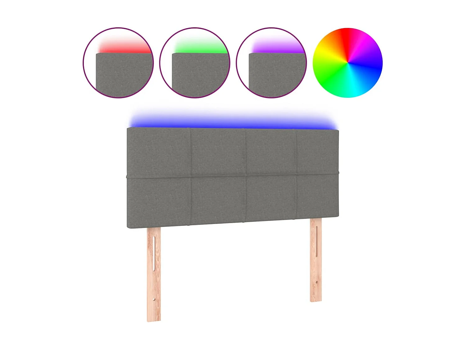Hoofdbord LED 100x5x78/88 cm stof donkergrijs