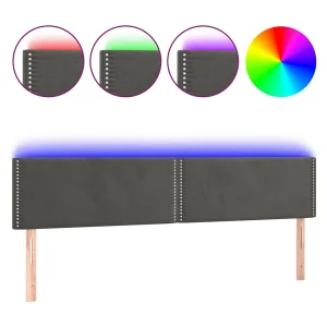 Hoofdbord LED 200x5x78/88 cm fluweel donkergrijs