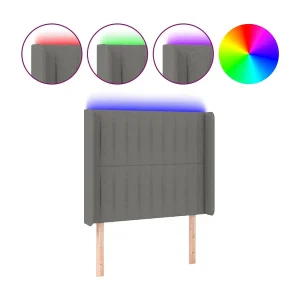 Hoofdbord LED 83x16x118/128 cm stof donkergrijs