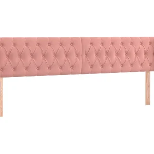 Hoofdbord met randen 203x23x78/88 cm fluweel roze Hoofdbord met randen 203x23x78/88 cm fluweel roze