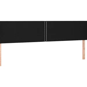 Hoofdbord met randen 203x23x78/88 cm stof zwart Hoofdbord met randen 203x23x78/88 cm stof zwart