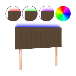 Hoofdbord LED 90x5x78/88 cm stof donkerbruin