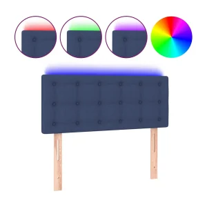 Hoofdbord LED 90x5x78/88 cm stof blauw
