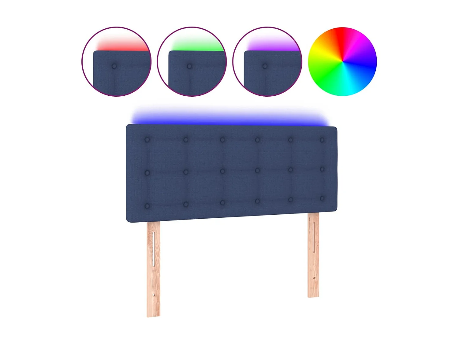 Hoofdbord LED 90x5x78/88 cm stof blauw