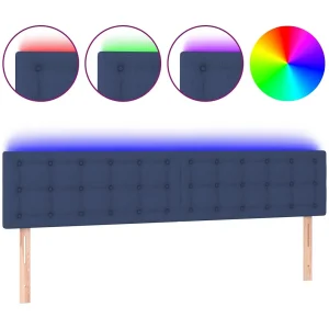 Hoofdbord LED 200x5x78/88 cm stof blauw