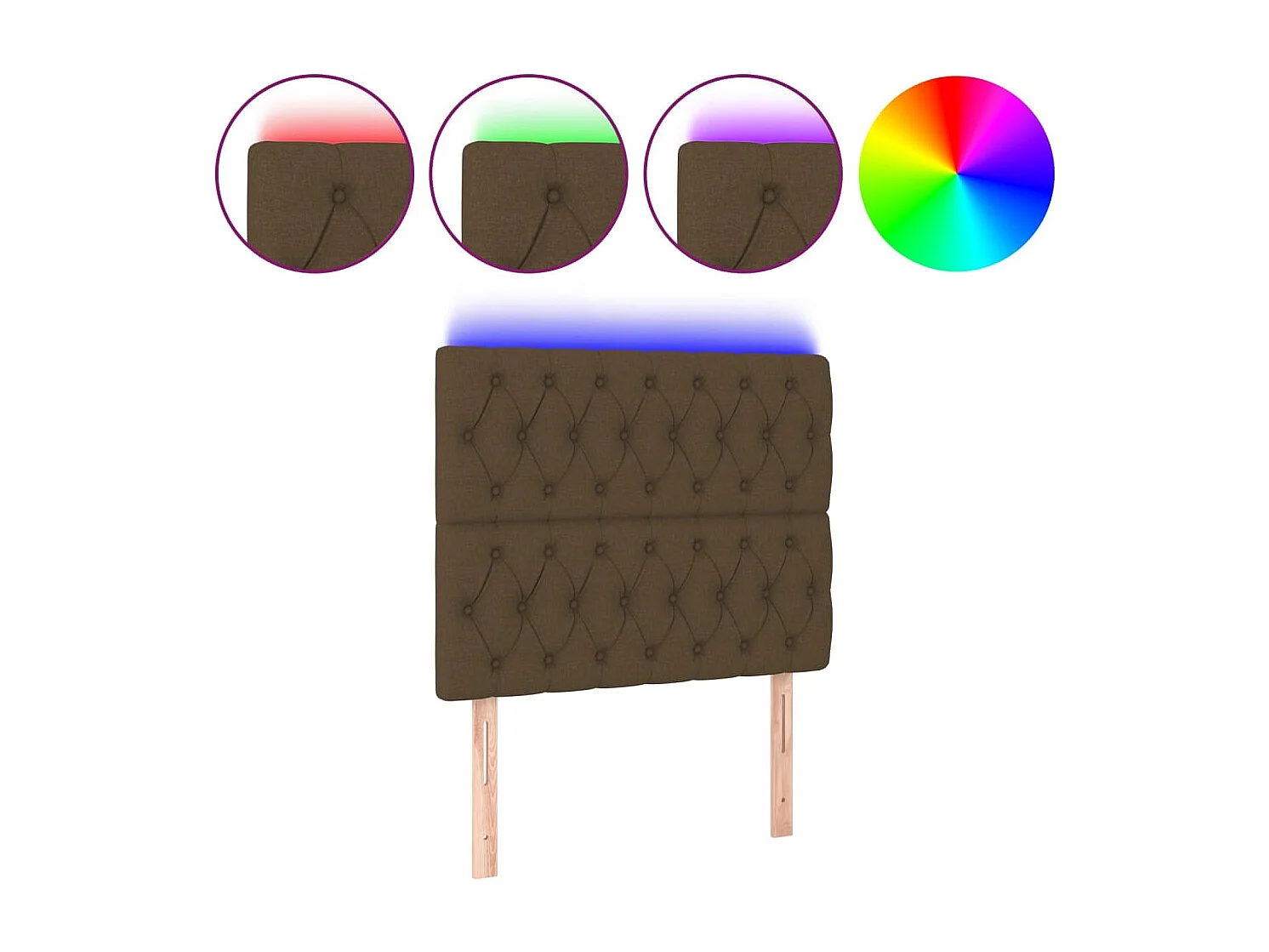 Hoofdbord LED 100x7x118/128 cm stof donkerbruin