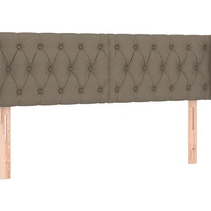 Hoofdbord met randen 147x23x78/88 cm stof taupe